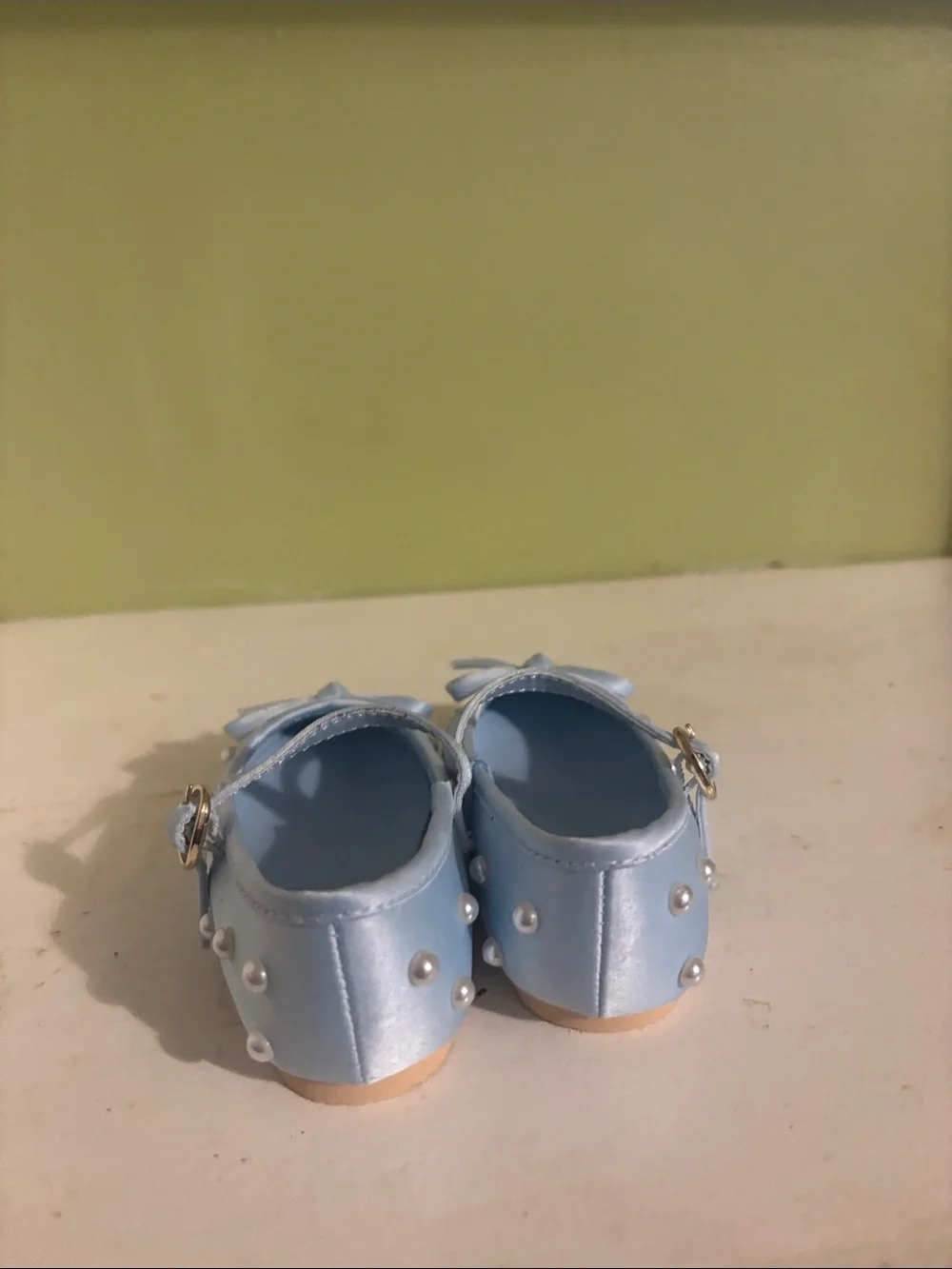 Janie and Jack Light Blue Pearl Bow Mary Jane Shoes